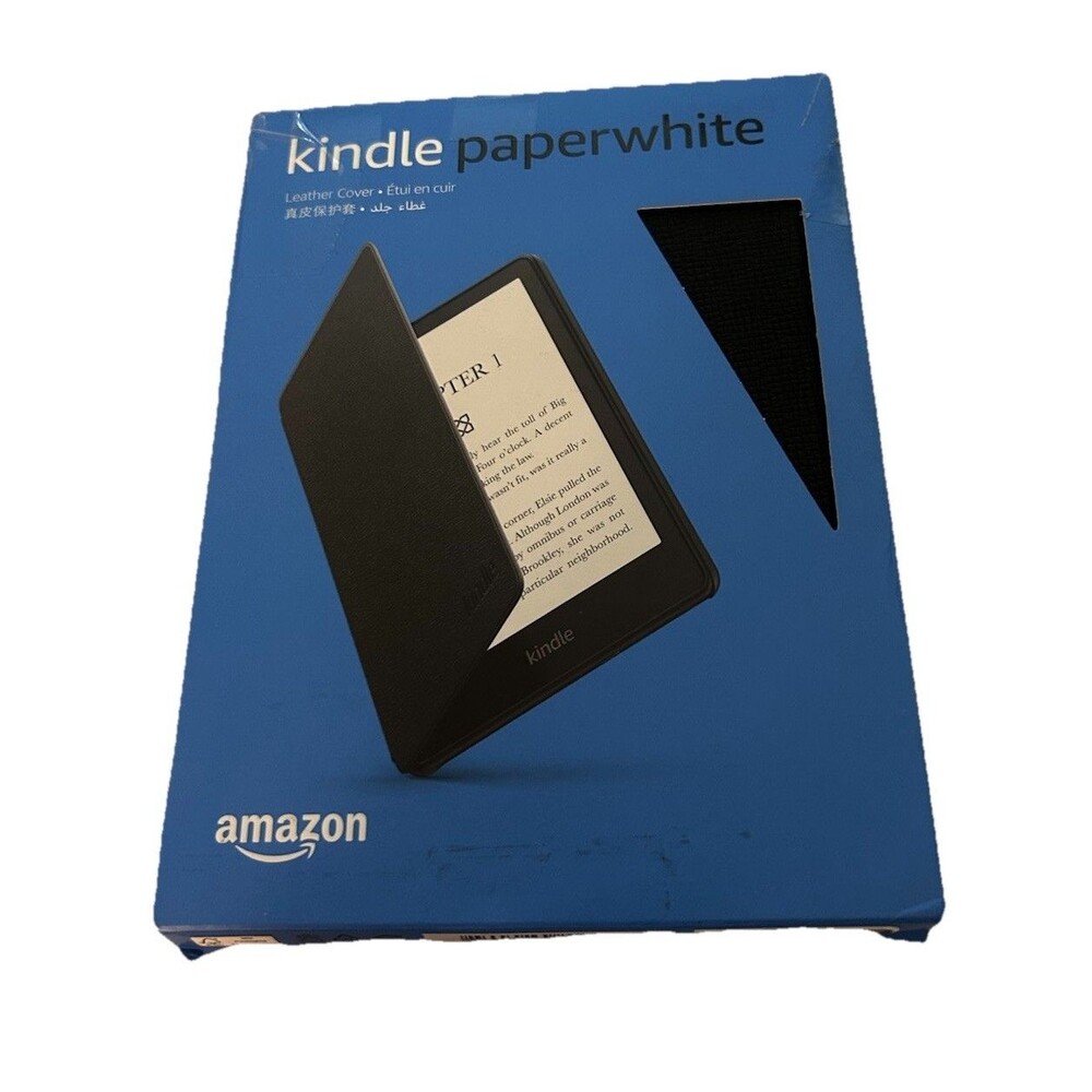 Amazon Kindle Paperwhite 11th Gen Leather Cover Black Case Box Damaged